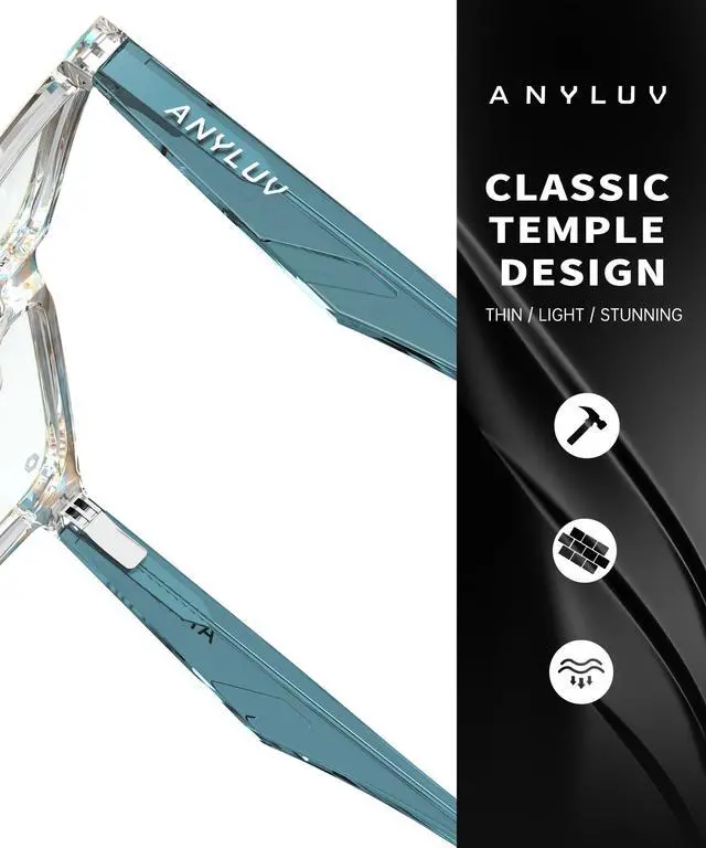 Alt view image 4 of 5 - ANYLUV Blue Light Glasses for Men & Women, Stylish Blue Light Blocking Glasses, UV400 Protection & Anti Eyestrain Eyewear