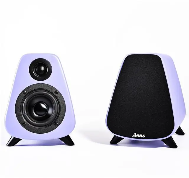 Main image of AORS AS31 Active Bookshelf Speakers Bluetooth -2.0 Powered Speaker Stereo Computer Speakers for Desktop pc Monitor Speakers 80WRMS/3inch Bass RCA/Optic Inputs, Wooden Compact (Violet)