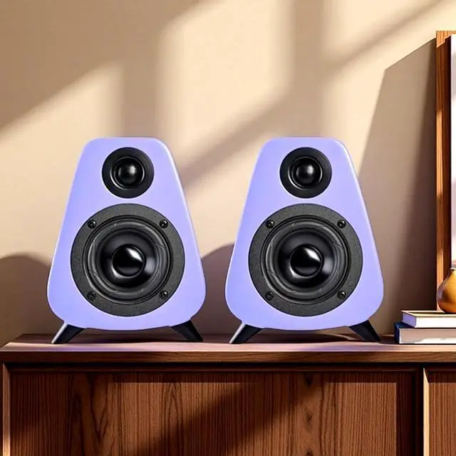 Alt view image 3 of 5 - AORS AS31 Active Bookshelf Speakers Bluetooth -2.0 Powered Speaker Stereo Computer Speakers for Desktop pc Monitor Speakers 80WRMS/3inch Bass RCA/Optic Inputs, Wooden Compact (Violet)