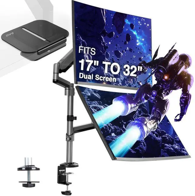 Main image of AVLT Dual Stacked Monitor Arm and Reinforcement Plate