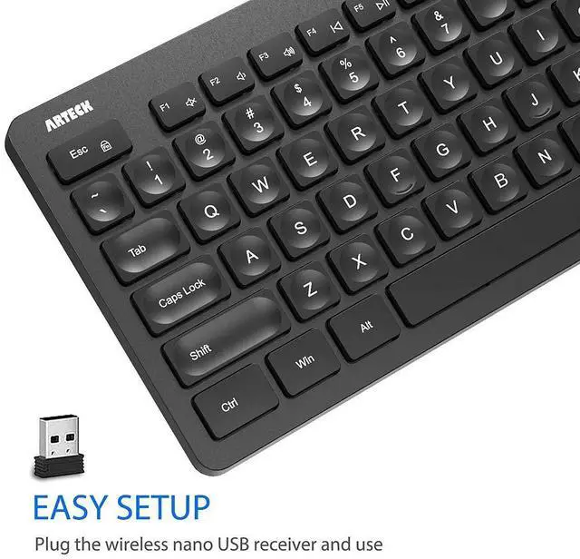 Alt view image 2 of 5 - Arteck 2.4G Wireless Keyboard Ultra Slim Full Size Keyboard with Numeric Keypad and Media Hotkey for Computer/Desktop/PC/Laptop/Surface/Smart TV and Windows 11/10/ 8/7