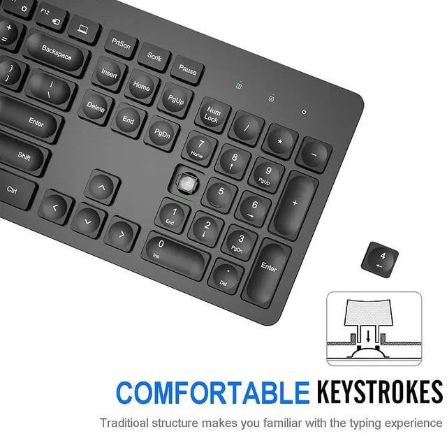 Alt view image 4 of 5 - Arteck 2.4G Wireless Keyboard Ultra Slim Full Size Keyboard with Numeric Keypad and Media Hotkey for Computer/Desktop/PC/Laptop/Surface/Smart TV and Windows 11/10/ 8/7