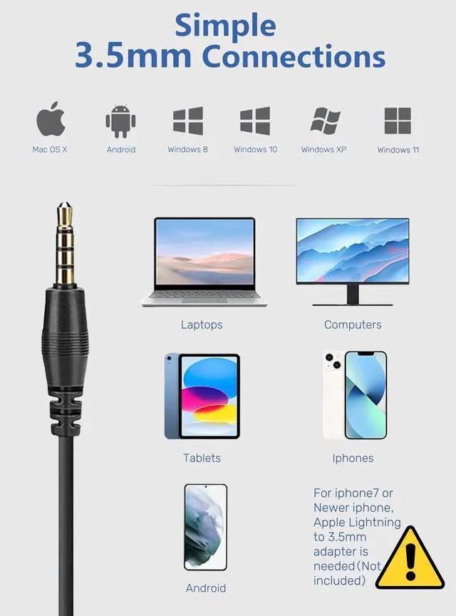 Alt view image 2 of 5 - Cell Phone Headset with Noise Canceling Mic & Answer Switch, 3.5mm Headset for iPhone Android and iPad Tablets, Wired Computer Headphone for Office Home Call Center Business Skype Softphone