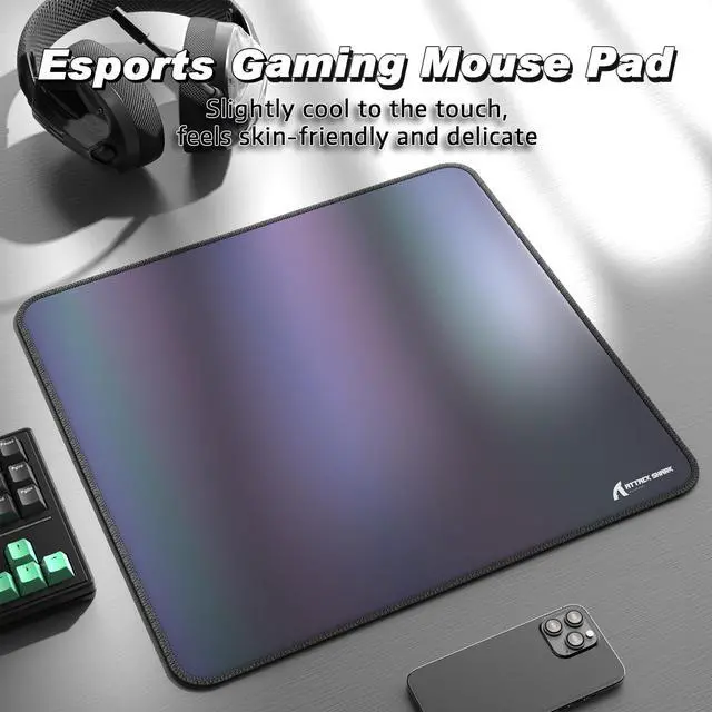 Alt view image 2 of 5 - ATTACK SHARK CM03 Pro Gaming Mouse Pad for Esports Speed Large Mouse mats for Waterproof Surface and Anti-Slip Rubber Base Size L Holographic Laminate 17.72" x 15.75" x 0.16" Gradual Gray
