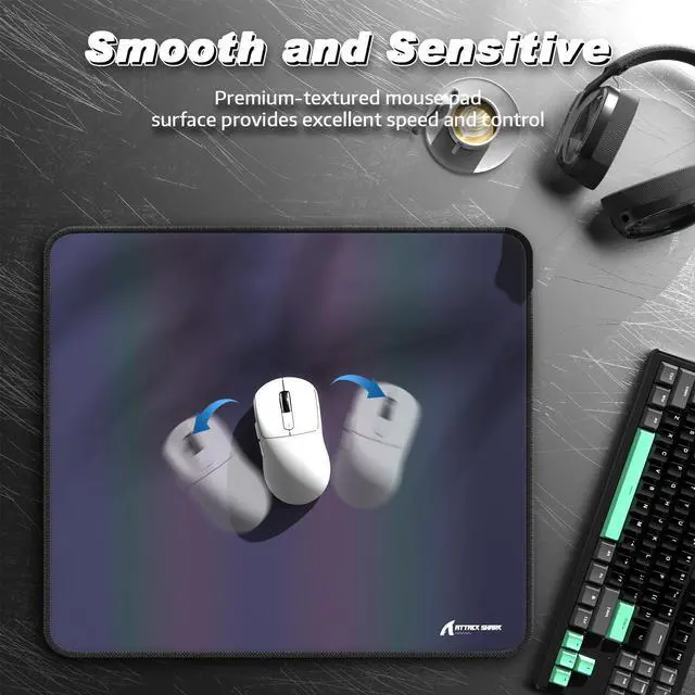 Alt view image 3 of 5 - ATTACK SHARK CM03 Pro Gaming Mouse Pad for Esports Speed Large Mouse mats for Waterproof Surface and Anti-Slip Rubber Base Size L Holographic Laminate 17.72" x 15.75" x 0.16" Gradual Gray