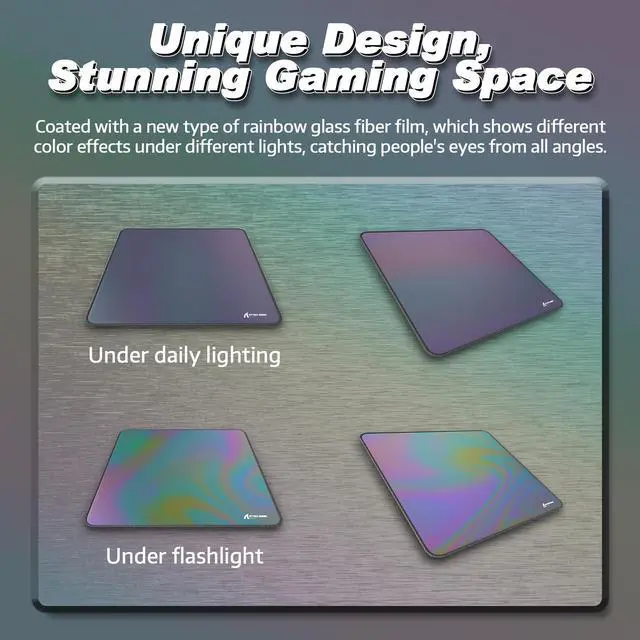 Alt view image 5 of 5 - ATTACK SHARK CM03 Pro Gaming Mouse Pad for Esports Speed Large Mouse mats for Waterproof Surface and Anti-Slip Rubber Base Size L Holographic Laminate 17.72" x 15.75" x 0.16" Gradual Gray