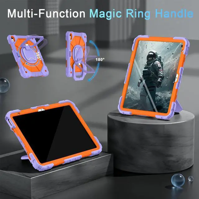 Alt view image 5 of 5 - Auizotl Case for iPad (A16) 11th/10th Generation 2025/2022,Kids Friendly 10th Gen iPad Case with Screen Protector 360° Rotating Stand,Heavy Duty Shockproof Cover for i Pad 11.0/10.9,Purple Orange