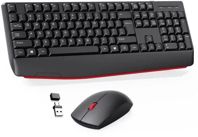 Main image of Wireless Keyboard and Mouse Combo-Full Size QWERTY Layout 2.4G Stereo Keycap Ergonomically Designed Mechanical Keyboard Set for Windows, PC,Laptop, Notebook,Computer with USB-A&USB-C 2-in-1 Receiver