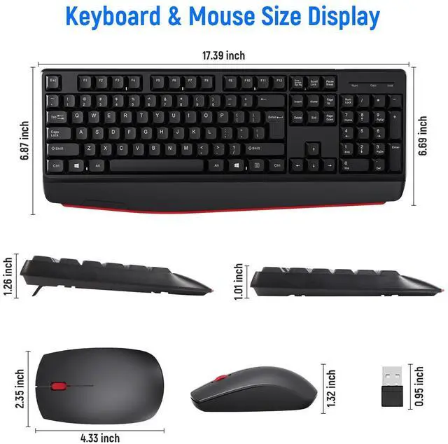 Alt view image 5 of 5 - Wireless Keyboard and Mouse Combo-Full Size QWERTY Layout 2.4G Stereo Keycap Ergonomically Designed Mechanical Keyboard Set for Windows, PC,Laptop, Notebook,Computer with USB-A&USB-C 2-in-1 Receiver