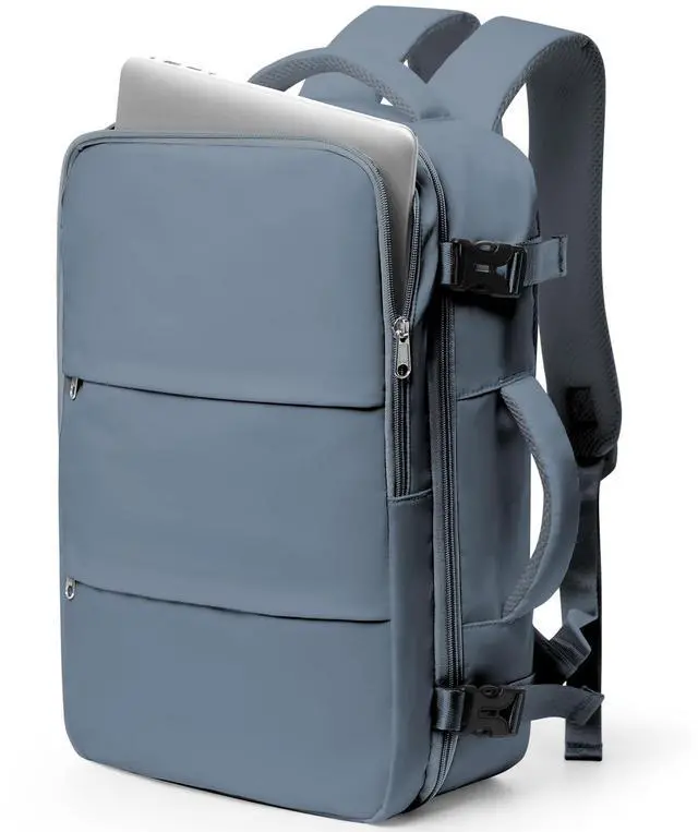 Main image of bergsalz Travel Laptop Backpack For Women Men, Carry On Backpack, Airplane Travel Essentials For Women Work Backpack, Hiking Backpack Personal Item Travel Bag Laptop Backpacks, Grey Blue