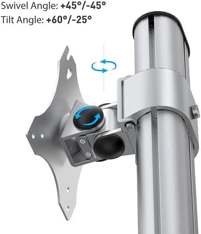 Alt view image 3 of 5 - BEWISER Dual Monitor Desk Mount- Vertical Heavy Duty Monitor Stand Clamp Mount Fits Two 17 to 49 Inch Screen with Swivel, Tilt, Height Adjustable,Weight Capacity up to 33 lbs