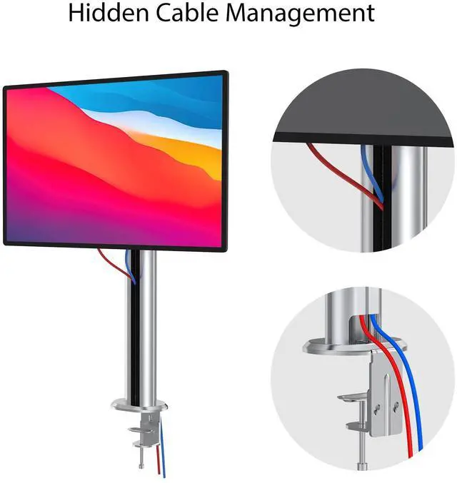 Alt view image 4 of 5 - BEWISER Dual Monitor Desk Mount- Vertical Heavy Duty Monitor Stand Clamp Mount Fits Two 17 to 49 Inch Screen with Swivel, Tilt, Height Adjustable,Weight Capacity up to 33 lbs