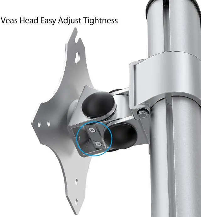 Alt view image 5 of 5 - BEWISER Dual Monitor Desk Mount- Vertical Heavy Duty Monitor Stand Clamp Mount Fits Two 17 to 49 Inch Screen with Swivel, Tilt, Height Adjustable,Weight Capacity up to 33 lbs