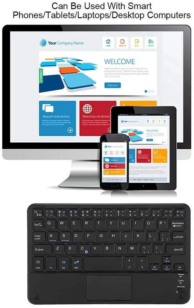 Alt view image 3 of 5 - Keyboard, Portable Universal 7inch Bluetooth Keyboard with Touchpad for Tablet/Mobile Phone/PC, Compatible for for Android