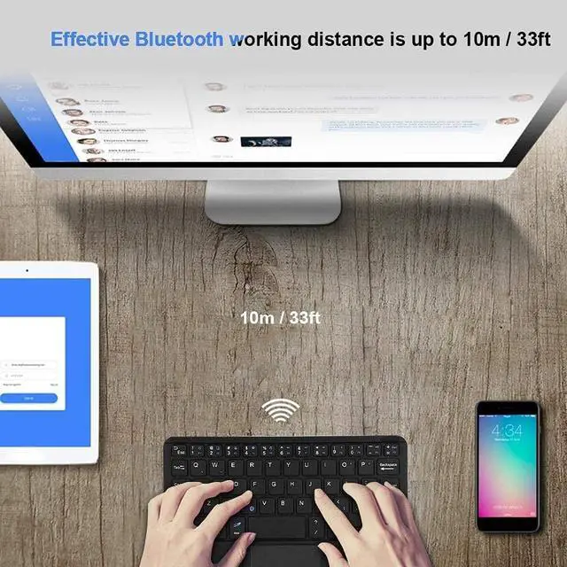 Alt view image 5 of 5 - Keyboard, Portable Universal 7inch Bluetooth Keyboard with Touchpad for Tablet/Mobile Phone/PC, Compatible for for Android