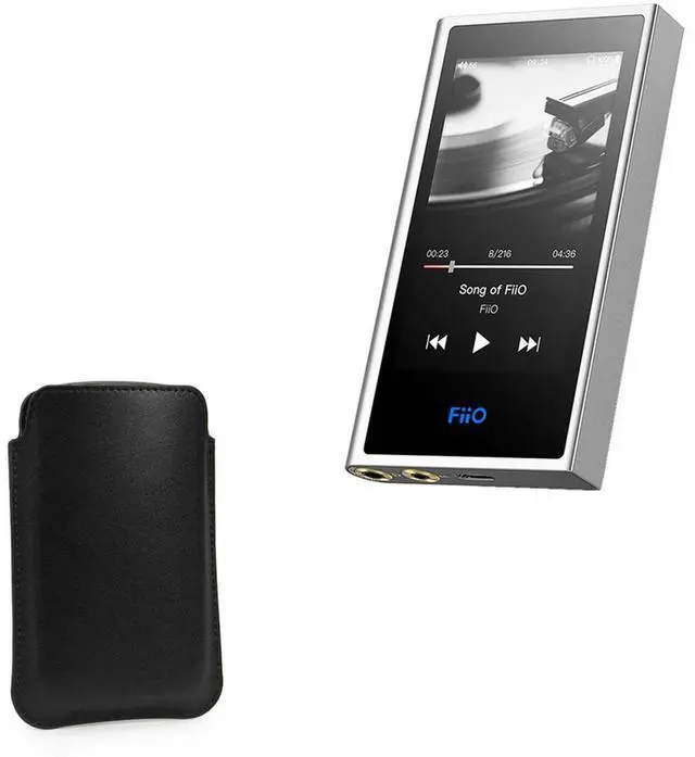 Main image of BoxWave Case Compatible with FiiO M9 - Genuine Leather Pouch, Slim Real Leather Luxury Lightweight Pocket for FiiO M9 - Nero Black