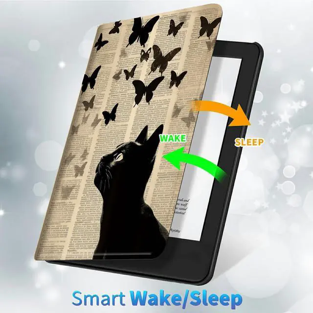 Alt view image 3 of 5 - BREIDMKFM Slim for All-New  Fire HD 10 and Fire HD 10 Plus Tablet Case (Only Fit 13th Generation 2023 Release), Smart Standing Cover with Auto Sleep/Wake, Cat Butterflies Flying