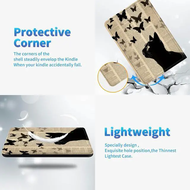 Alt view image 4 of 5 - BREIDMKFM Slim for All-New  Fire HD 10 and Fire HD 10 Plus Tablet Case (Only Fit 13th Generation 2023 Release), Smart Standing Cover with Auto Sleep/Wake, Cat Butterflies Flying