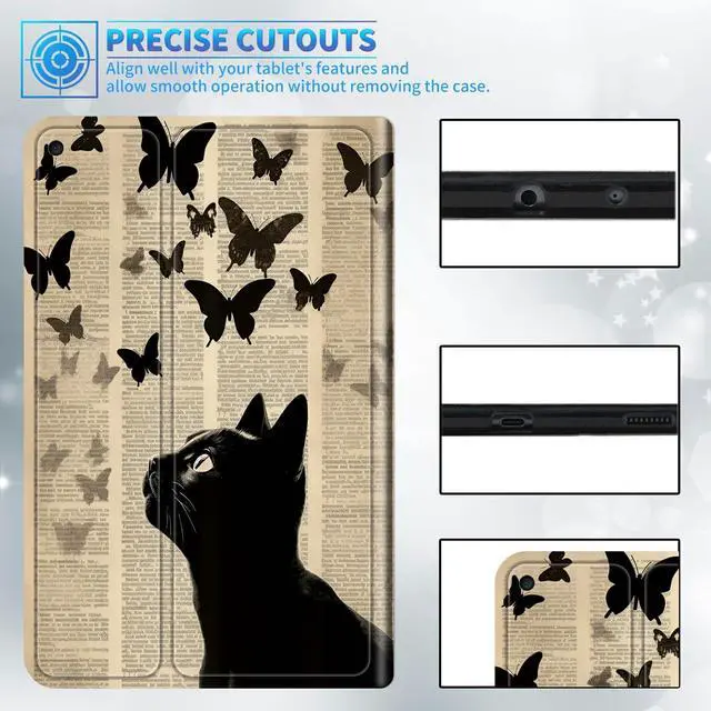 Alt view image 5 of 5 - BREIDMKFM Slim for All-New  Fire HD 10 and Fire HD 10 Plus Tablet Case (Only Fit 13th Generation 2023 Release), Smart Standing Cover with Auto Sleep/Wake, Cat Butterflies Flying