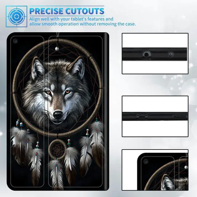 Alt view image 5 of 5 - BREIDMKFM Slim for All-New  Fire HD 10 and Fire HD 10 Plus Tablet Case (Only Fit 13th Generation 2023 Release), Smart Standing Cover with Auto Sleep/Wake, Dreamcatcher Wolf
