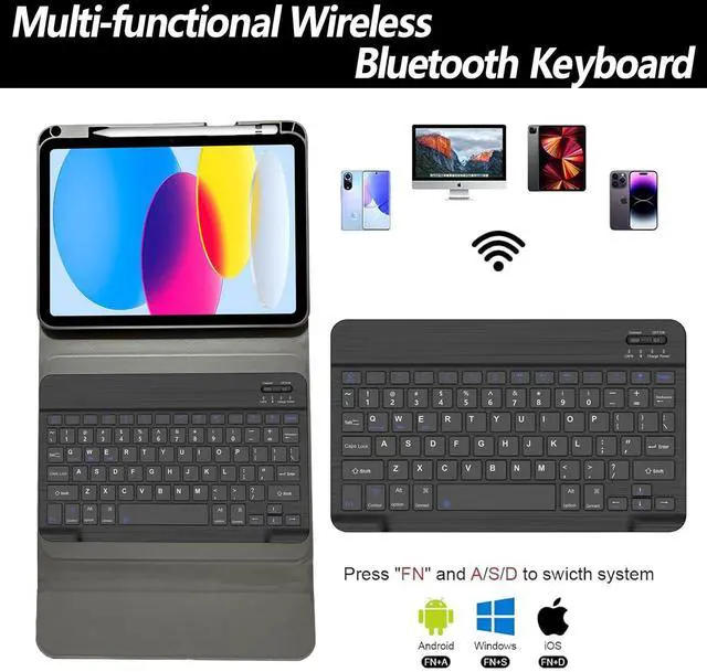 Alt view image 3 of 5 - BSBLESS Keyboard Case for iPad 11th 10th Generation - iPad 10th Generation Case with Detachable Wireless Keyboard - Smart Folio Cover with Pencil Holder for 11-inch A16 2025 10.9-inch 2022, Black