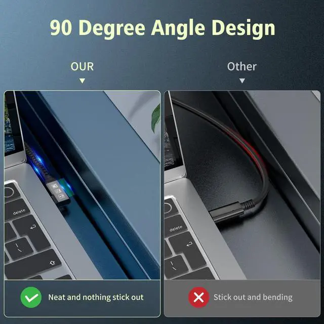 Alt view image 5 of 5 - 90 Degree USB C 3.2 Extension Cable, 2 x USB 3.2 Gen2 Type-C Male to Female Extender Cable Ultra 4K@60Hz 240W Charging 20Gbps Data Transfer with SSD (2, 2 x 90 Degrees Extension 20G 240W 2M)