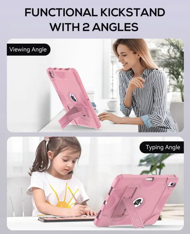 Alt view image 3 of 5 - Cantis Case for iPad Air 11-inch (M3) 2025/ (M2) 2024, iPad Air 5th/4th Generation (2022/2020) 10.9 Inch, Heavy Duty Shockproof Rugged Protective for i Pad Air 11'', Rose Gold