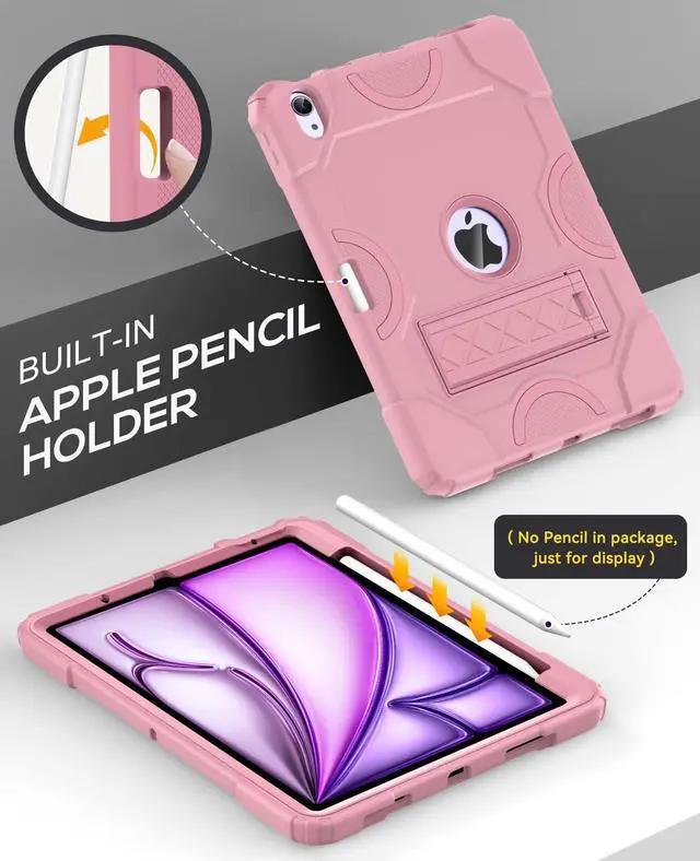 Alt view image 5 of 5 - Cantis Case for iPad Air 11-inch (M3) 2025/ (M2) 2024, iPad Air 5th/4th Generation (2022/2020) 10.9 Inch, Heavy Duty Shockproof Rugged Protective for i Pad Air 11'', Rose Gold