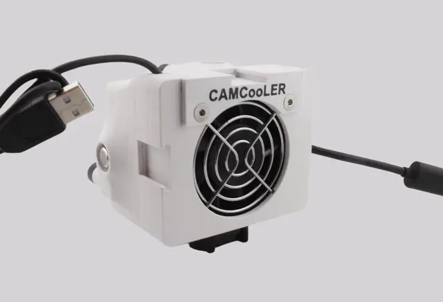 Main image of 9Thirteen, Cooler Fan/Case. Works with GoPro HERO9, HERO10, HERO11, HERO12, HERO13, Reduce Overheating in Static Environments at Sporting Events, Vlogging, Dash,Airplane Cam (White, PowerMount Plus)
