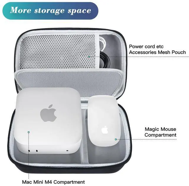 Alt view image 5 of 5 - Hard Carrying Case Compatible with Apple 2024 Mac mini Desktop Computer, Mac mini with M4 / M4 Pro chip CPU Travel Storage Case Fits for Magic Mouse and Charger Accessories