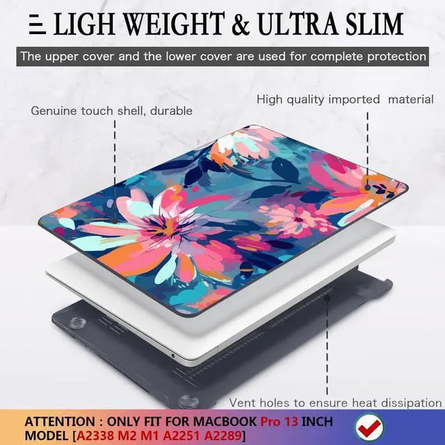 Alt view image 4 of 5 - CISSOOK Compatible with MacBook Pro 13 inch Case 2025-2016 Release M2 M1 Chip A2338 A2251 A2289 with Touch Bar, Plastic Hard Shell Case &Keyboard Cover& Screen Protector, Muti-Color Painting