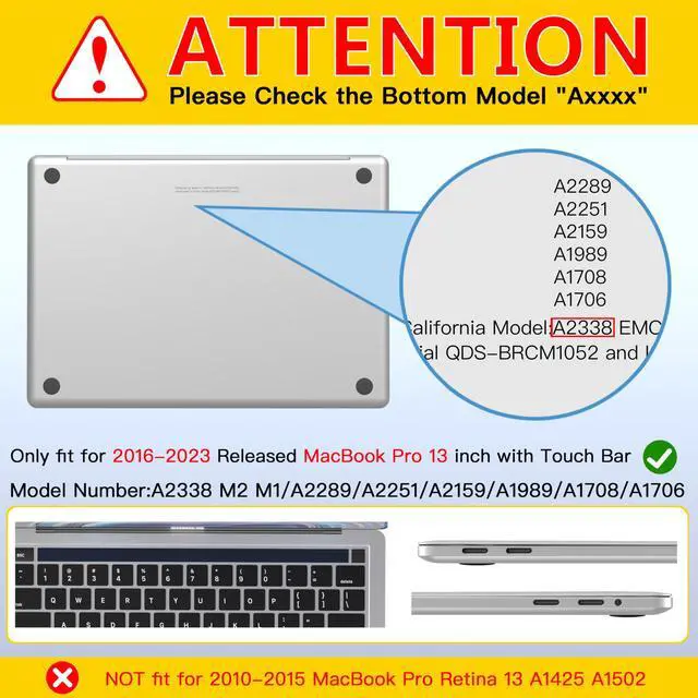 Alt view image 2 of 5 - CISSOOK Compatible with MacBook Pro 13 inch Case 2025-2016 Release M2 M1 Chip A2338 A2251 A2289 with Touch Bar, Plastic Hard Shell Case &Keyboard Cover& Screen Protector, Muti-Color Painting