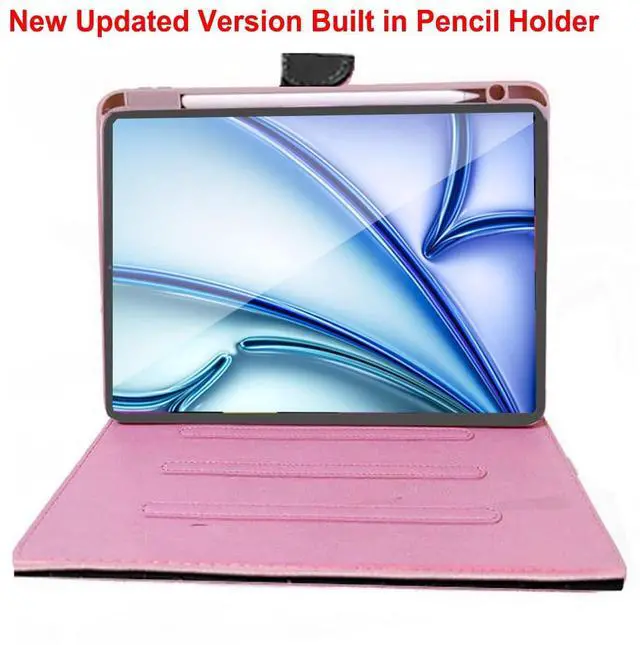 Alt view image 2 of 5 - Changjia for iPad Air 11 Inch Case M3 (2025)/M2 (2024),iPad Air 5th/4th Generation 10.9 Inch (2022/2020) with Pencil Holder,Girly Cute Crown Diamond Elegant Auto Sleep/Wake Stand Protective Case,Black