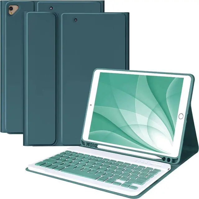 Main image of Keyboard Case for iPad 9th/8th/7th Generation 10.2", for iPad 9th Generation Case With Magnetic Detachable Wireless Keyboard, Auto Sleep/Wake Function,for iPad Pro 10.5" / iPad Air 3rd Gen(Dark Green)