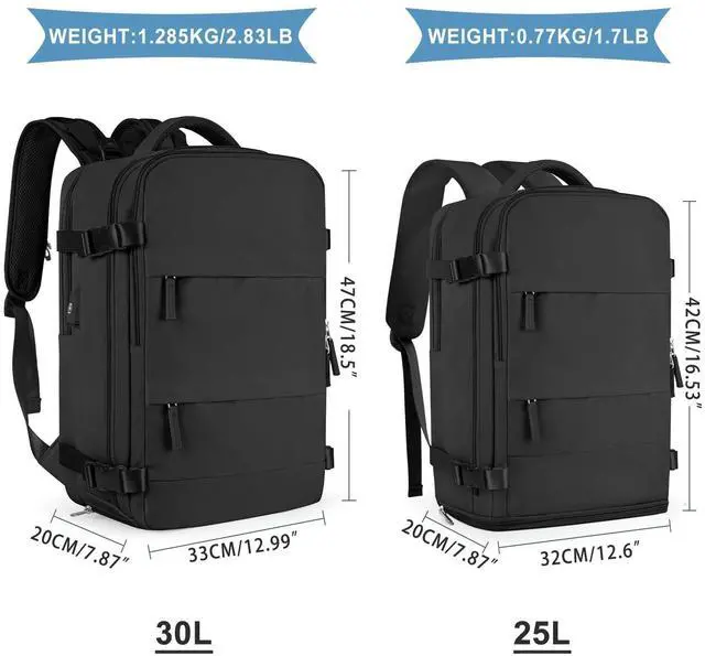 Alt view image 3 of 5 - coowoz Large Travel Backpack For Women Men,Carry On Backpack Flight Approved,Hiking Backpack Waterproof Outdoor Sports Rucksack Casual Daypack Fit 15.6 Inch Laptop Shoes Compartment (Black)