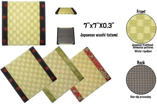 Alt view image 2 of 5 - Japanese Small Tatami Mat, Japanese Style Decoration, Home and Company Decoration, Mouse Pad, Tea Tray, Japanese Gift(Dark Blue)
