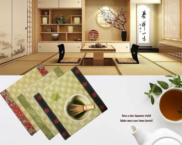 Alt view image 3 of 5 - Japanese Small Tatami Mat, Japanese Style Decoration, Home and Company Decoration, Mouse Pad, Tea Tray, Japanese Gift(Dark Blue)