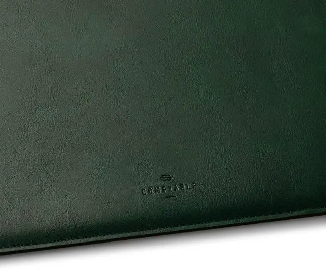 Alt view image 3 of 5 - Comfyable Laptop Sleeve 14 Inch Precisely Compatible with MacBook Pro M4 M3 M2 M1 Pro/Max 2024, Faux Leather Cover Case 14 in, Green