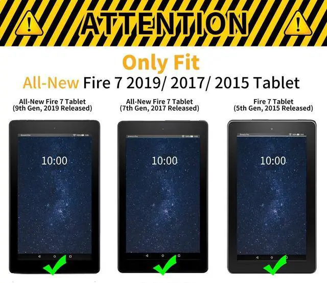 Alt view image 2 of 5 - Case for Kindle Fire 7 Tablet ((9th/7th/5th Generation,2019/2017/2015 Released),PU Leather Fold Standing Shell Multiple Angles Cover with Auto Wake/Sleep,Purple Flower