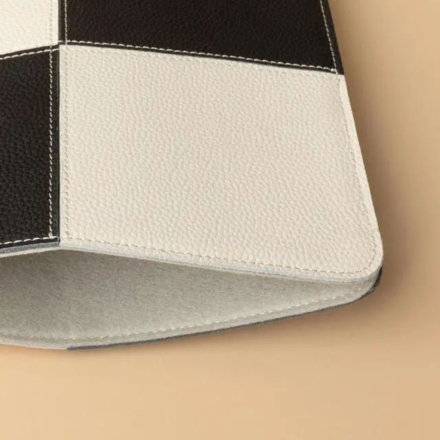 Alt view image 4 of 5 - Comfyable Laptop Sleeve 13 Inch Precisely Compatible with MacBook Air M4 M3 2025 & MacBook Pro M2 M1 2022, Genuine Leather Protective Case Cover, Black & Cream