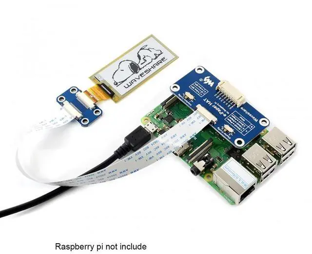 Alt view image 4 of 5 - Coolwell 2.13 Inch Flexible E-Ink Display HAT Module Black/White SPI Interface E-Paper for Raspberry Pi 2B/3B/Zero/Zero W Supports Partial Refresh for Curved Surface Display