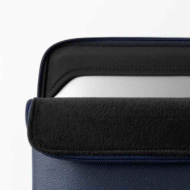 Alt view image 2 of 5 - Comfyable Leather Laptop Sleeve Compatible with 16 Inch MacBook Pro M4 2024 & 15 Inch MacBook Air M4 M3 M2 2025, Blue