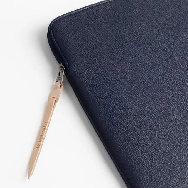 Alt view image 4 of 5 - Comfyable Leather Laptop Sleeve Compatible with 16 Inch MacBook Pro M4 2024 & 15 Inch MacBook Air M4 M3 M2 2025, Blue