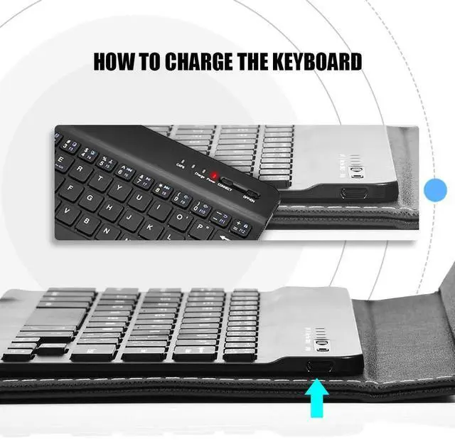 Alt view image 4 of 5 - Cuifati Bluetooth Keyboard & Case,2 in 1 Stylish Folio Stand case Cover + Detachable 3.0 Bluetooth Keyboard,for 4.5"-6.8" Android, and iOS Phones(Black)