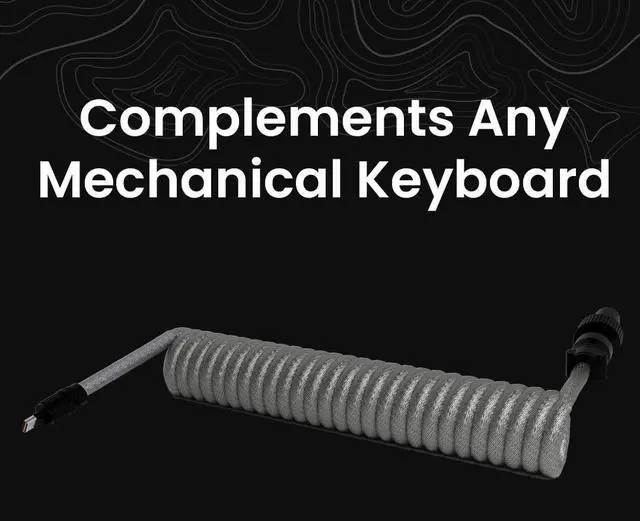 Alt view image 5 of 5 - Deskr Coiled Keyboard Cable - USB C Cable for Gaming Keyboard | Double-Sleeved Mechanical Keyboard Cable - Detachable Metal Connectors Coiled Cable - Type A & USB Type C Cable (Grey) 6ft