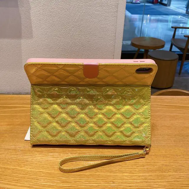 Alt view image 4 of 5 - Case for iPad (A16) 11th Generation 11 Inch 2025 / iPad 10th Generation 10.9 Inch 2022, [Built-in Pencil Holder] Heavy Duty Shockproof Glitter Sparkly Leather Bling Folio Protective Cover (Golden)