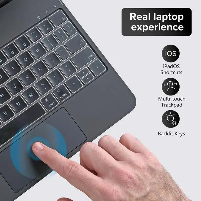 Alt view image 3 of 5 - Dolpking Magic Keyboard Case for iPad Pro 11-inch (M4, 2024), Keyboard Case for iPad Pro 11 with Multi-Touch Trackpad, Floating Cantilever Stand, Backlit Keys - Black