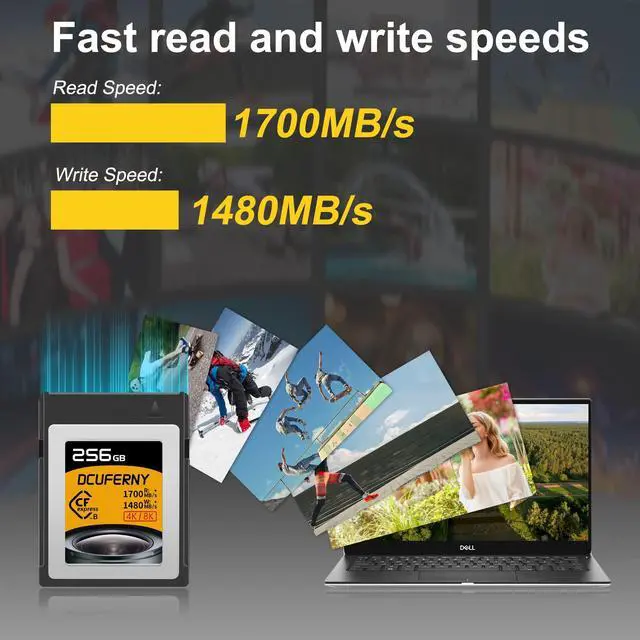 Alt view image 2 of 5 - 256G CFexpress Type B Memory Card,Up to1700MB/s Read1480MB/s,Write Raw 4K/8K Video Recording for Express Transfer& Large Storage For Nikon Z6/Z7/Z9/D6,Canon EOS1DX/EOS-R5,Panasonic S1/S1R,DJI Ronin 4D