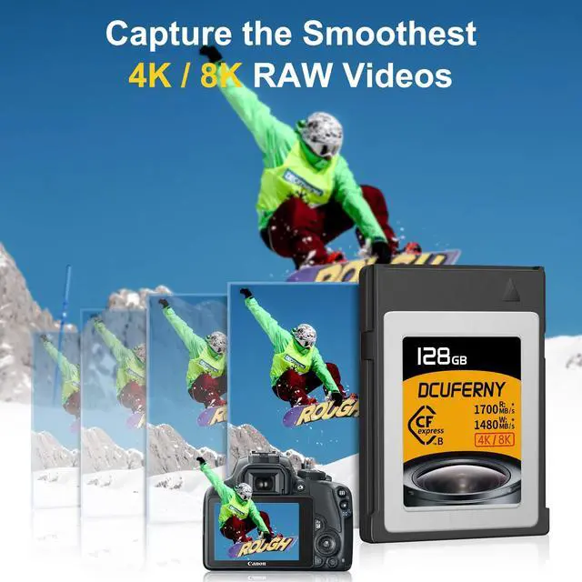 Alt view image 4 of 5 - 256G CFexpress Type B Memory Card,Up to1700MB/s Read1480MB/s,Write Raw 4K/8K Video Recording for Express Transfer& Large Storage For Nikon Z6/Z7/Z9/D6,Canon EOS1DX/EOS-R5,Panasonic S1/S1R,DJI Ronin 4D
