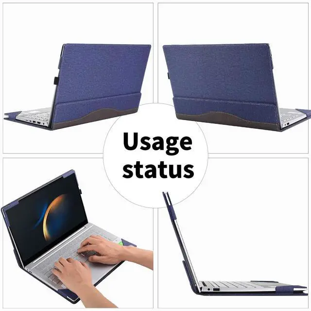 Alt view image 5 of 5 - Laptop Case Cover for 15.6" Samsung Galaxy Book4/3/2 360 Pro 360 15.6 Pro 4/3/2 NP950 NT955 NP750 Notebook Sleeve Bag PU Shell with Kickstands (Blue, 15.6)
